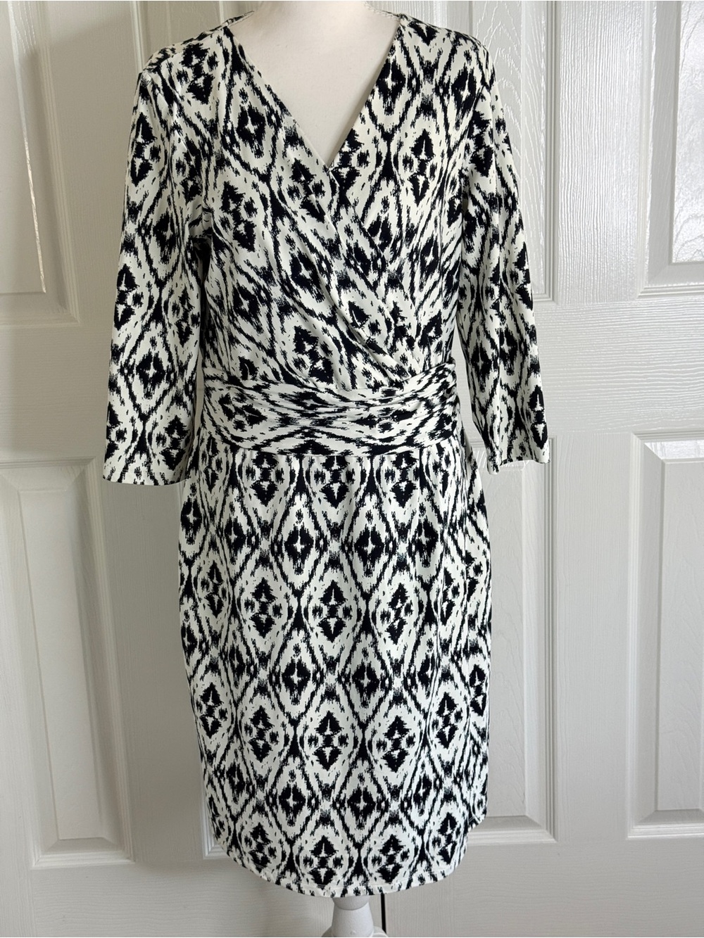 NWT J.McLaughlin Brea Faux Wrap Dress Mod Ikat Catalina Cloth L